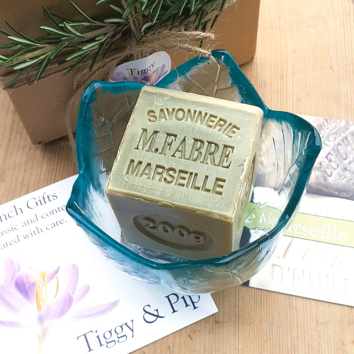 Savon de Marseille Soap in Glass Dish from Tiggy & Pip - Just €46! Shop now at Tiggy and Pip