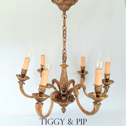 Antique Bronze, 6 Arm, Chandelier from Tiggy & Pip - Just €460! Shop now at Tiggy and Pip