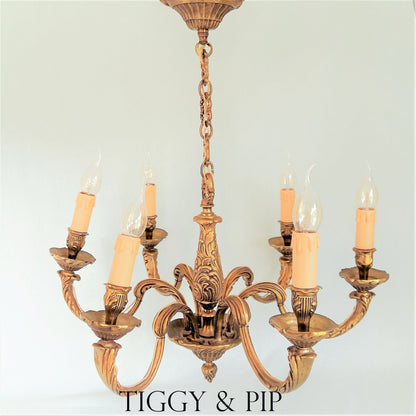 Antique Bronze, 6 Arm, Chandelier from Tiggy & Pip - Just €460! Shop now at Tiggy and Pip