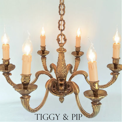 Antique Bronze, 6 Arm, Chandelier from Tiggy & Pip - Just €460! Shop now at Tiggy and Pip