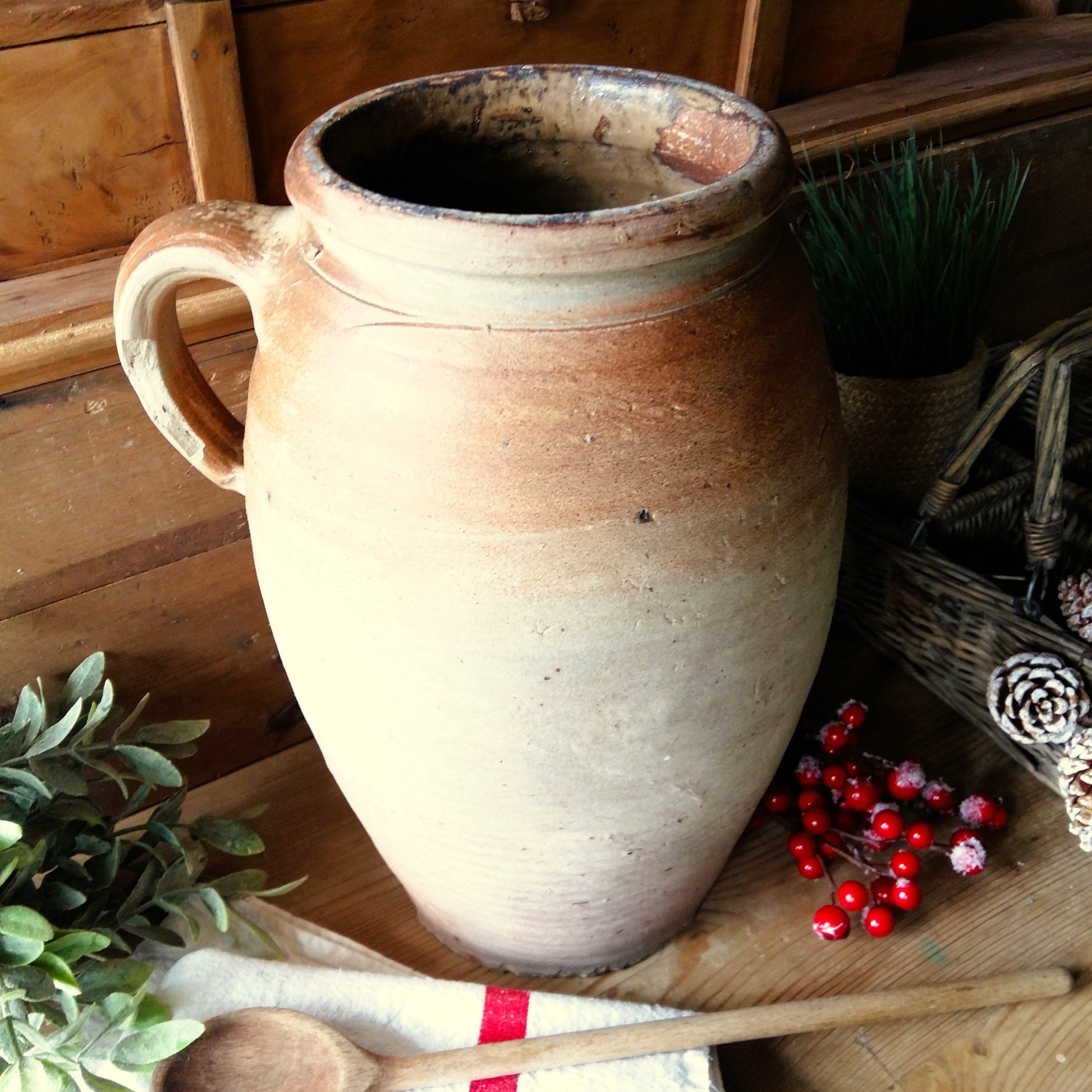 Huge Tall Antique Confit Pot. Crock Pot from Tiggy & Pip - Just €179! Shop now at Tiggy and Pip