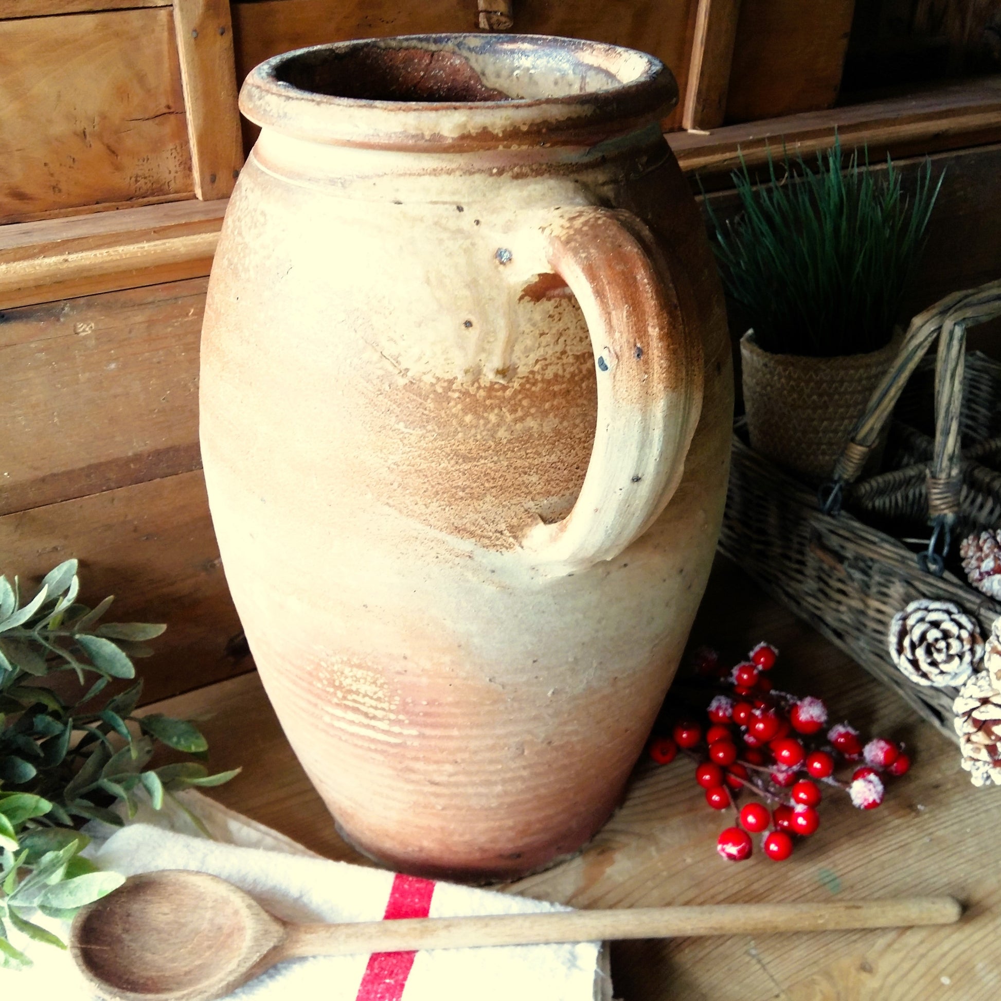 Huge Tall Antique Confit Pot. Crock Pot from Tiggy & Pip - Just €179! Shop now at Tiggy and Pip