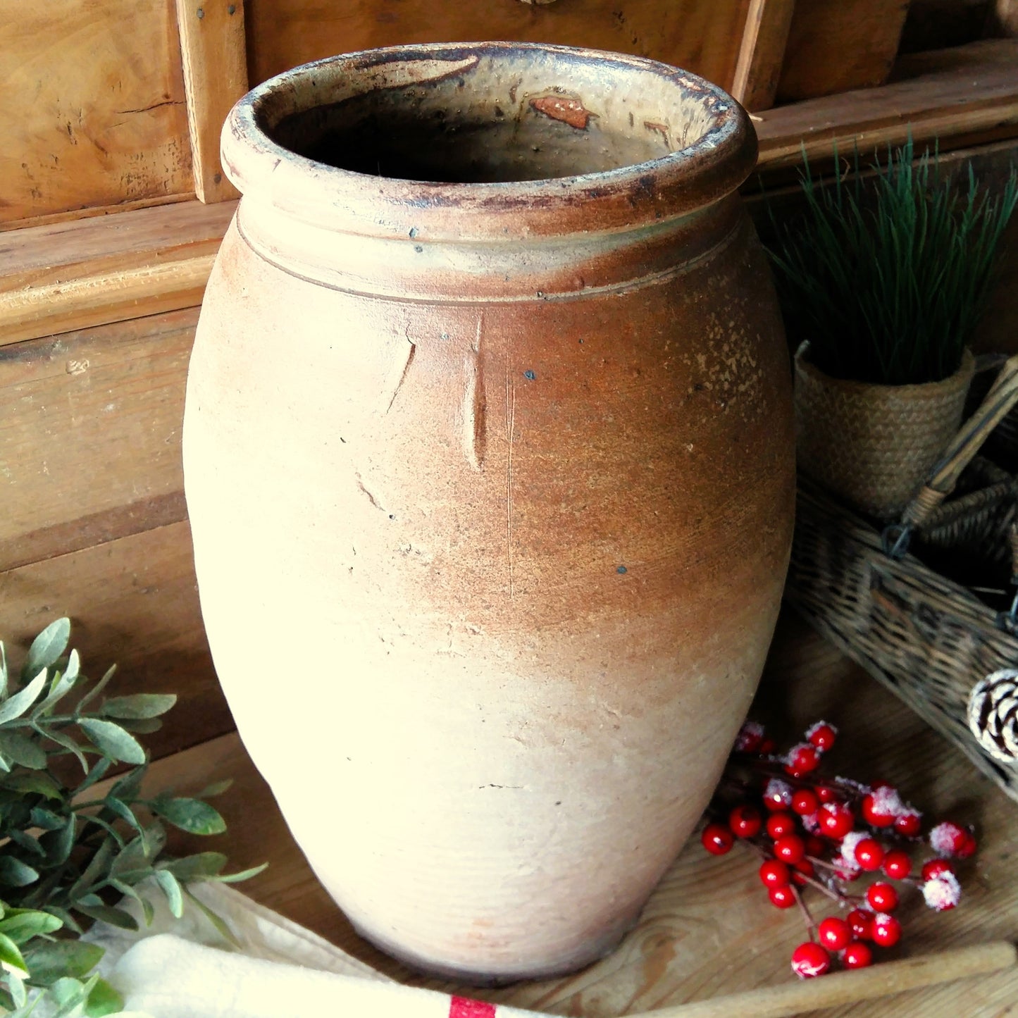 Huge Tall Antique Confit Pot. Crock Pot from Tiggy & Pip - Just €179! Shop now at Tiggy and Pip