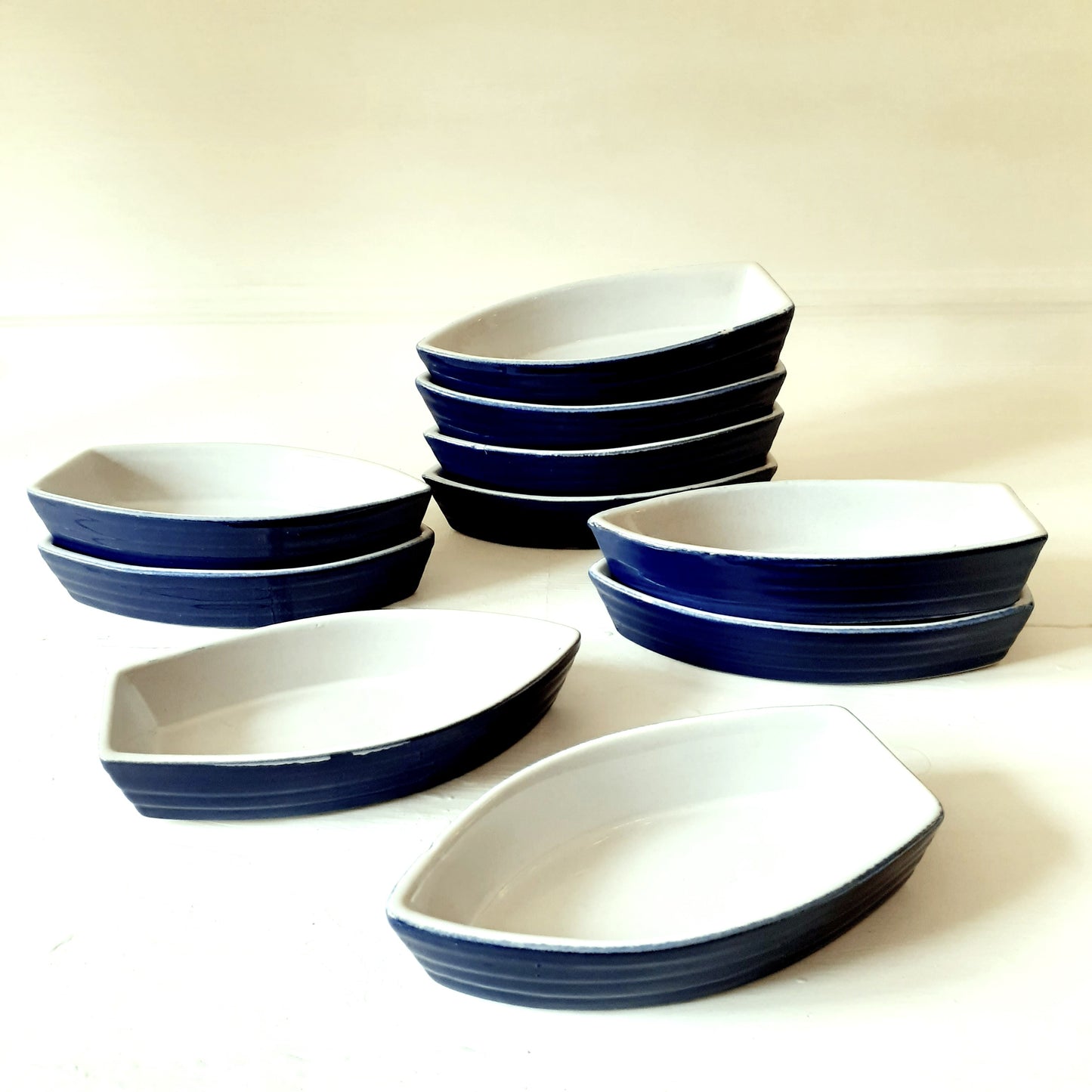 TEN Blue & White Boat Shaped Dishes from Tiggy & Pip - Just €98! Shop now at Tiggy and Pip