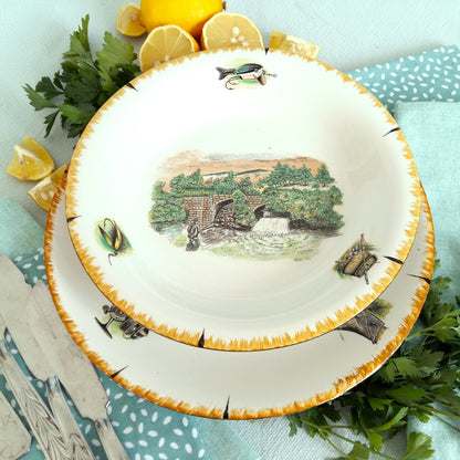 TEN 1950s Fishing Dinner Plates and Bowls from Tiggy & Pip - Just €240! Shop now at Tiggy and Pip