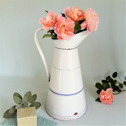 Large antique white enamel pitcher from Tiggy & Pip - Just €129! Shop now at Tiggy and Pip