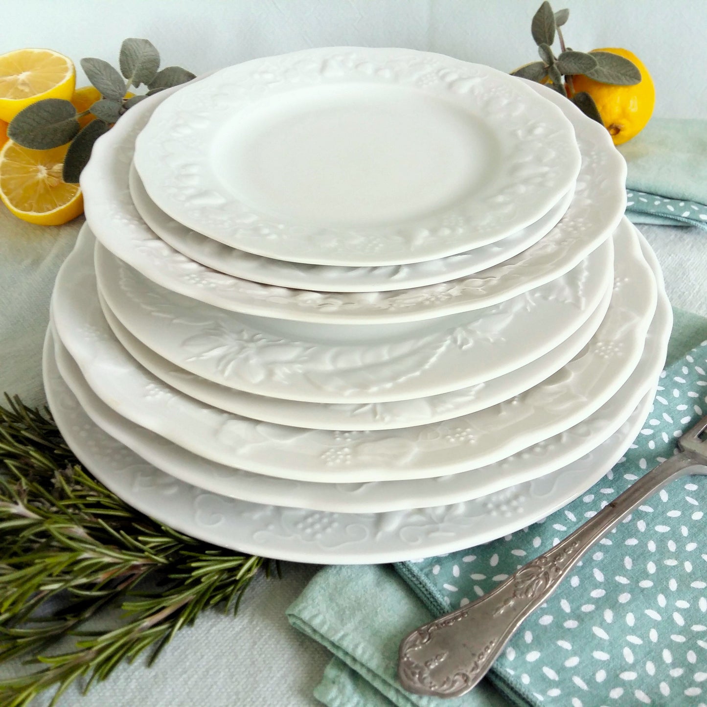 EIGHT Mismatched White Limoges Plates from Tiggy & Pip - Just €199! Shop now at Tiggy and Pip