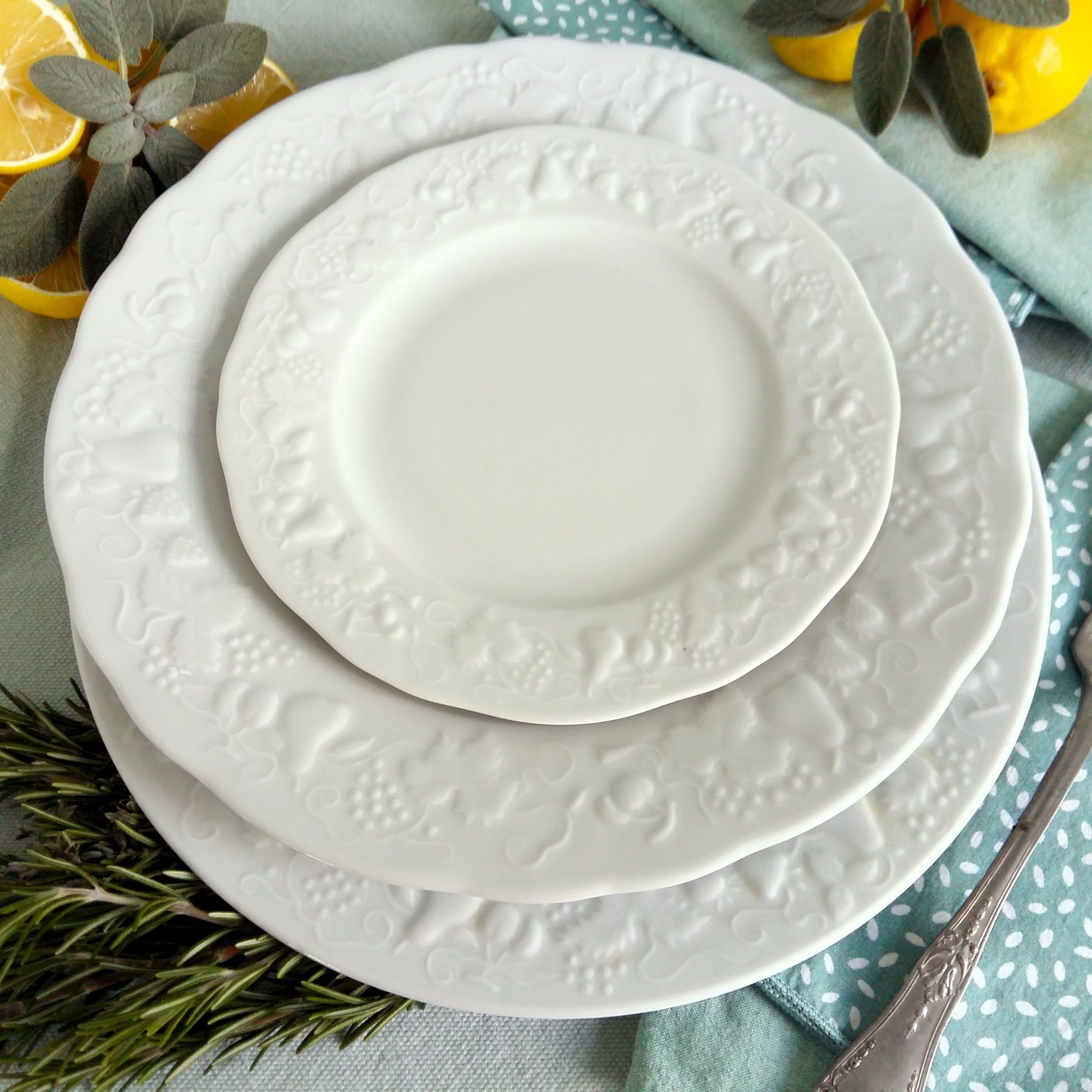 EIGHT Mismatched White Limoges Plates from Tiggy & Pip - Just €199! Shop now at Tiggy and Pip