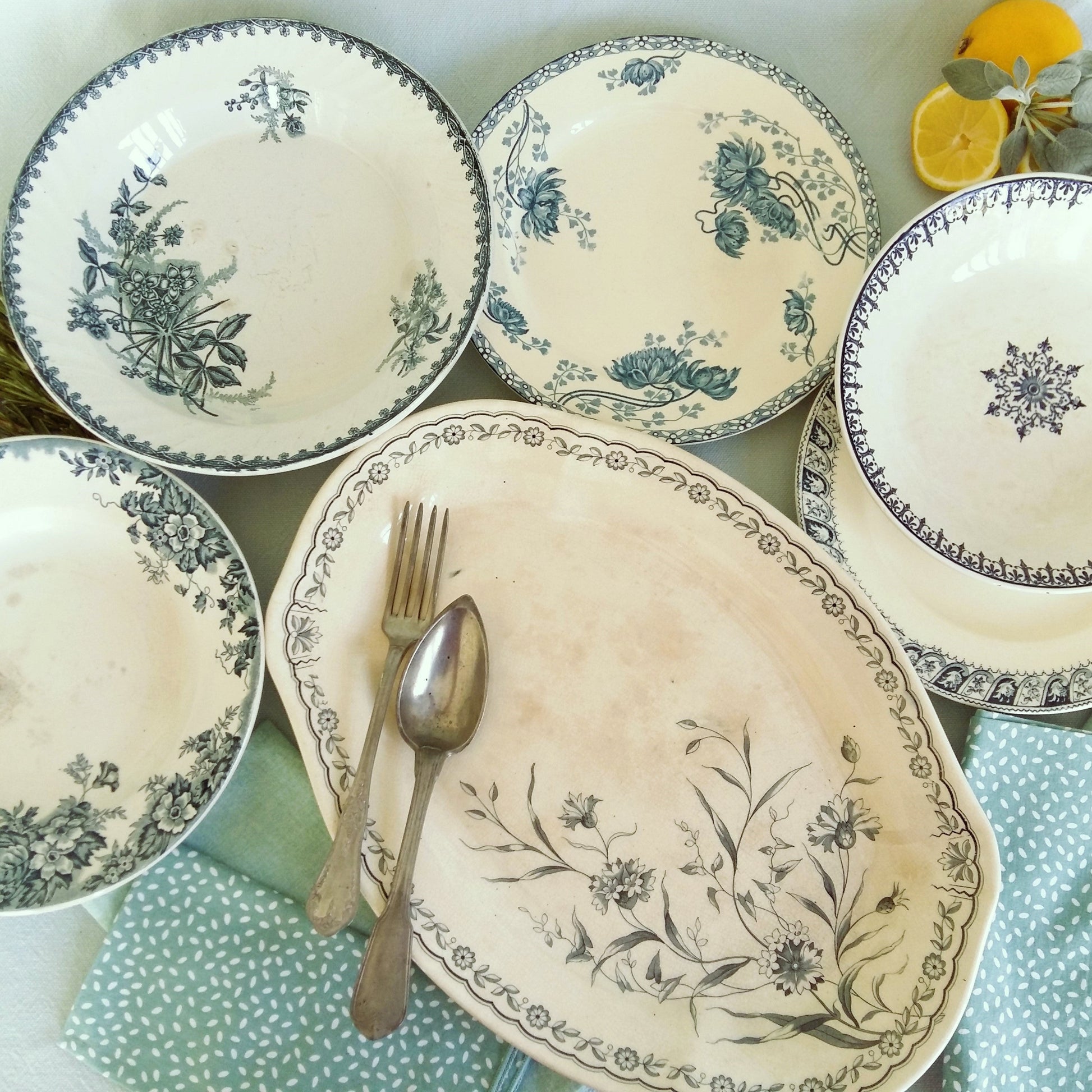 6 Antique 1800s Ironstone Transferware Plates from Tiggy & Pip - Just €220! Shop now at Tiggy and Pip