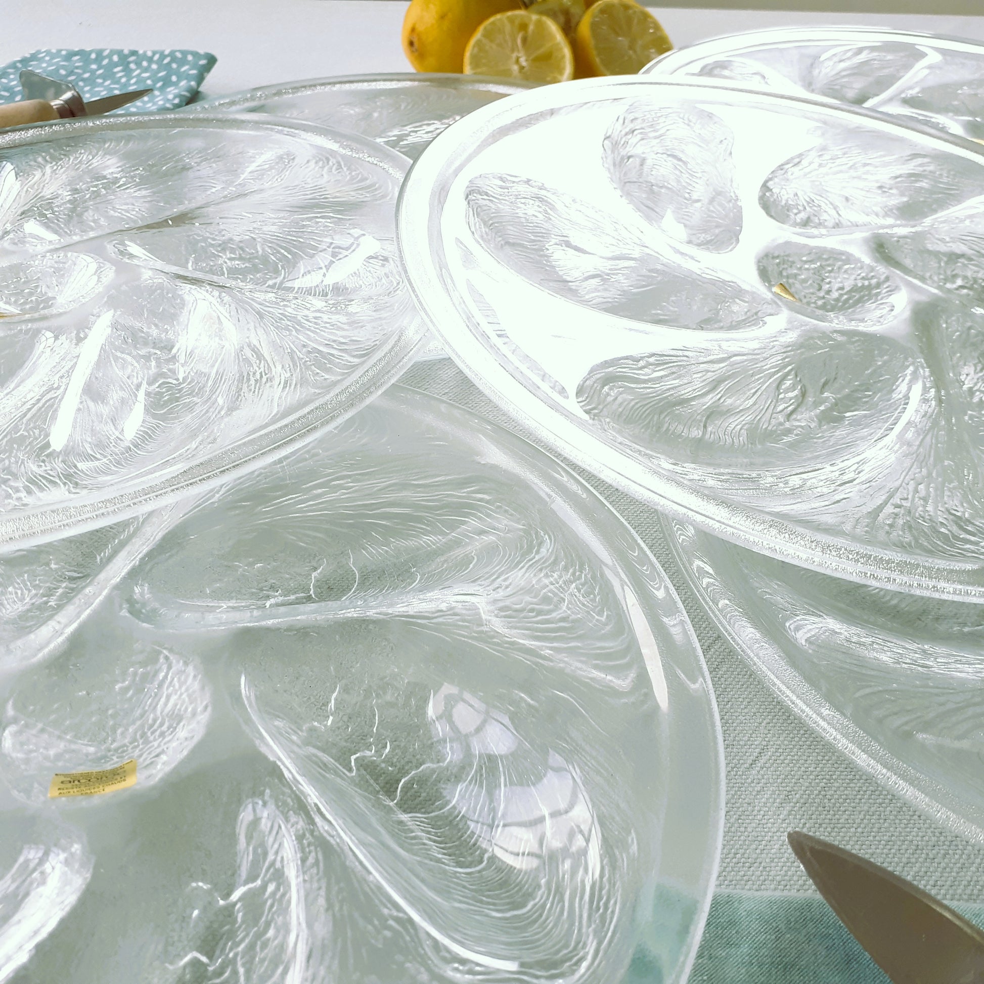 SIX Arcoroc Glass Oyster Plates from Tiggy & Pip - Just €168! Shop now at Tiggy and Pip