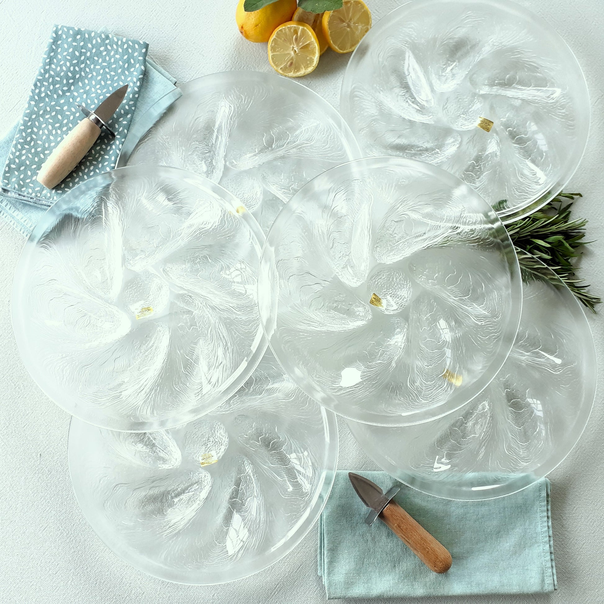 SIX Arcoroc Glass Oyster Plates from Tiggy & Pip - Just €168! Shop now at Tiggy and Pip