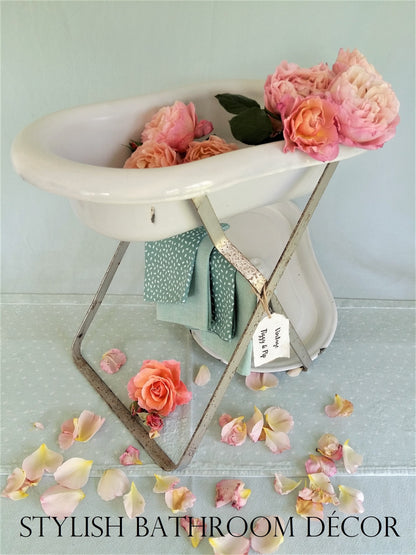 Enamel Baby Bath Tub with Lid, on Stand. from Tiggy & Pip - Just €260! Shop now at Tiggy and Pip