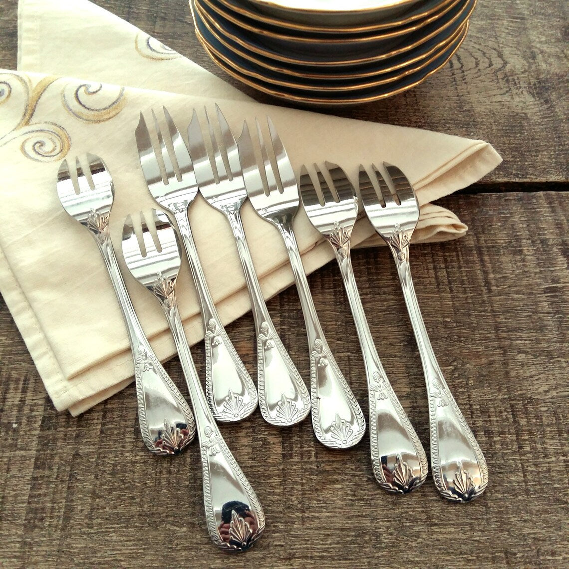 Seven Hallmarked Pastry Forks. Cake Forks from Tiggy & Pip - Just €49! Shop now at Tiggy and Pip