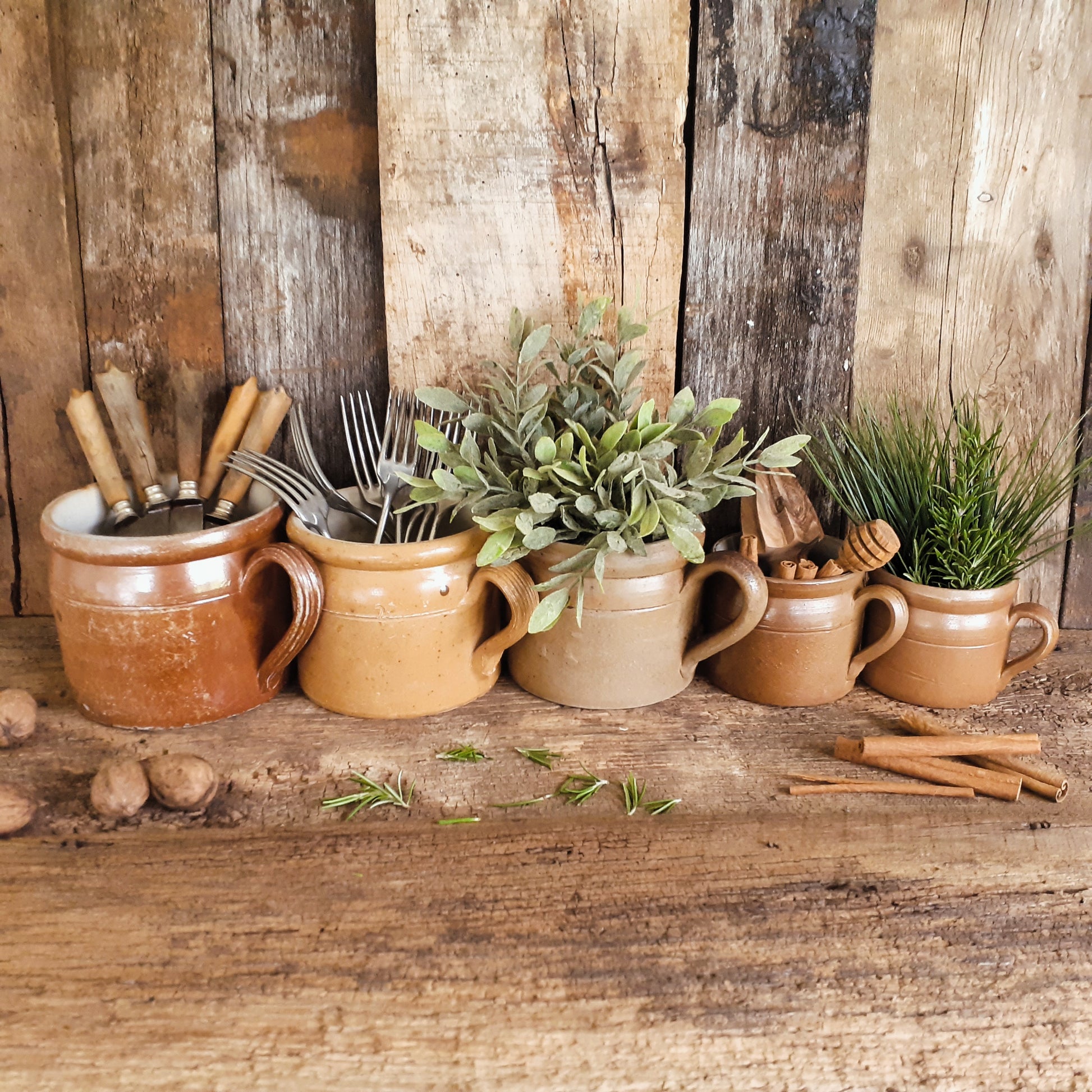 Set of FIVE Antique Confit Pots from Tiggy & Pip - Just €225! Shop now at Tiggy and Pip