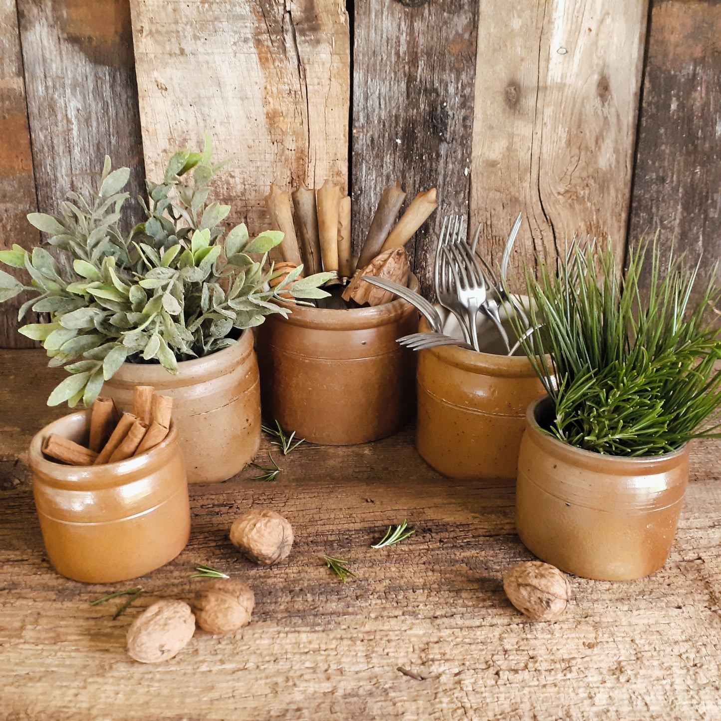 Set of FIVE Antique Confit Pots from Tiggy & Pip - Just €225! Shop now at Tiggy and Pip