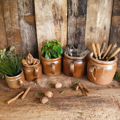 FIVE Antique Stoneware Confit Pots from Tiggy & Pip - Just €275! Shop now at Tiggy and Pip