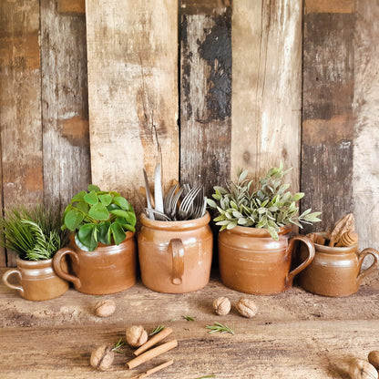 FIVE Antique Stoneware Confit Pots from Tiggy & Pip - Just €275! Shop now at Tiggy and Pip