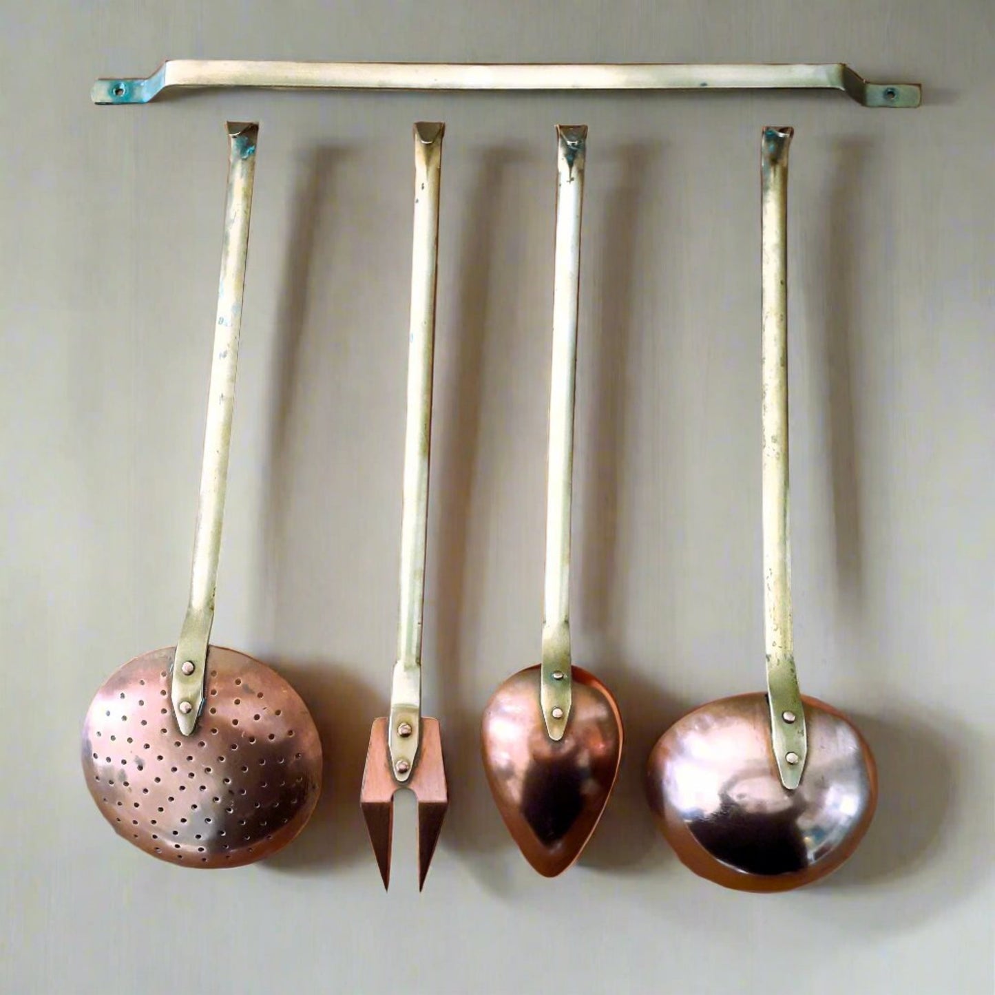 Copper Kitchen Utensils with Hanging Rail from Tiggy & Pip - Just €98! Shop now at Tiggy and Pip