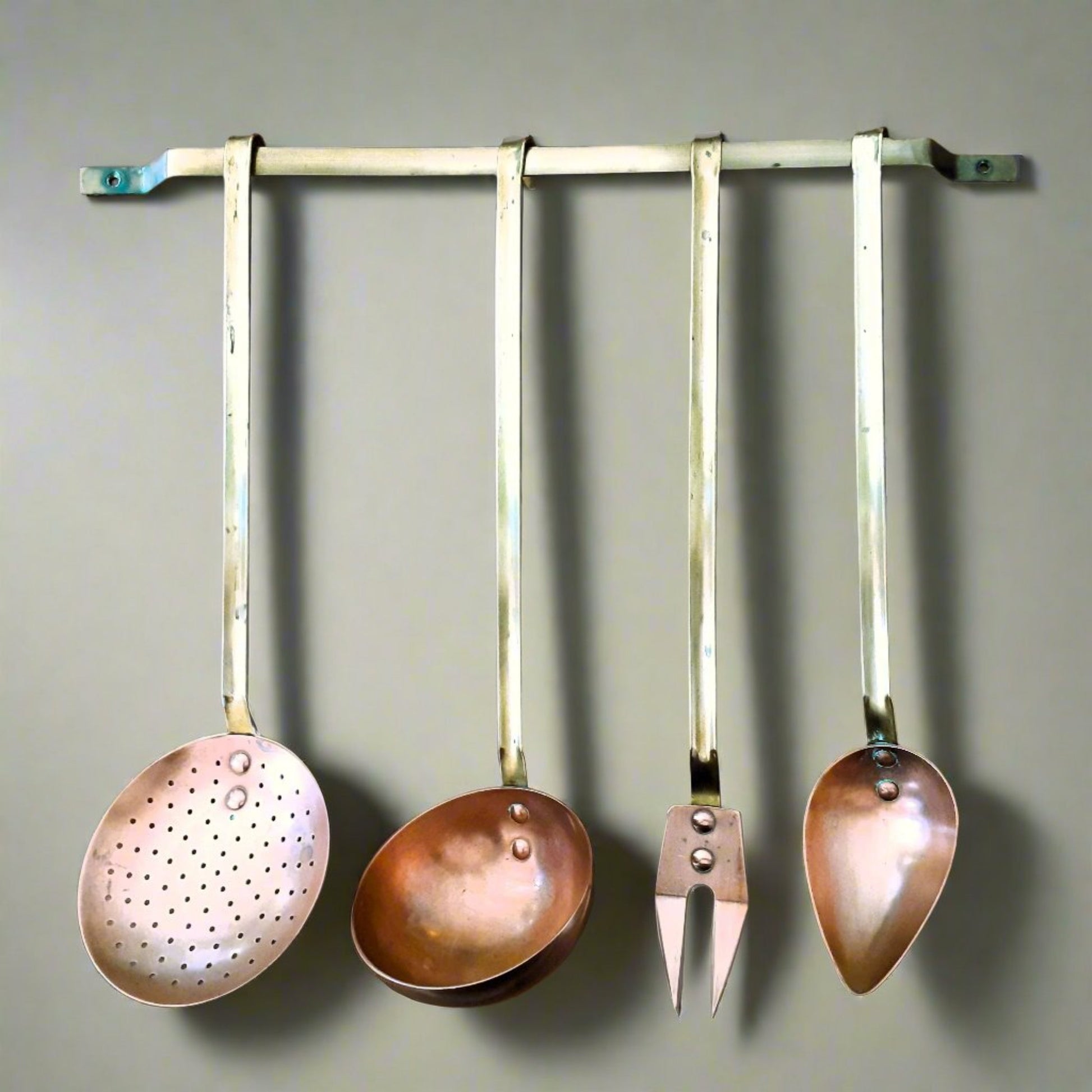 Copper Kitchen Utensils with Hanging Rail from Tiggy & Pip - Just €98! Shop now at Tiggy and Pip