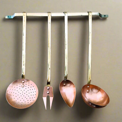 Copper Kitchen Utensils with Hanging Rail from Tiggy & Pip - Just €98! Shop now at Tiggy and Pip