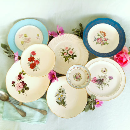 Eight Mismatched 1950s Floral Plates from Tiggy & Pip - Just €198! Shop now at Tiggy and Pip