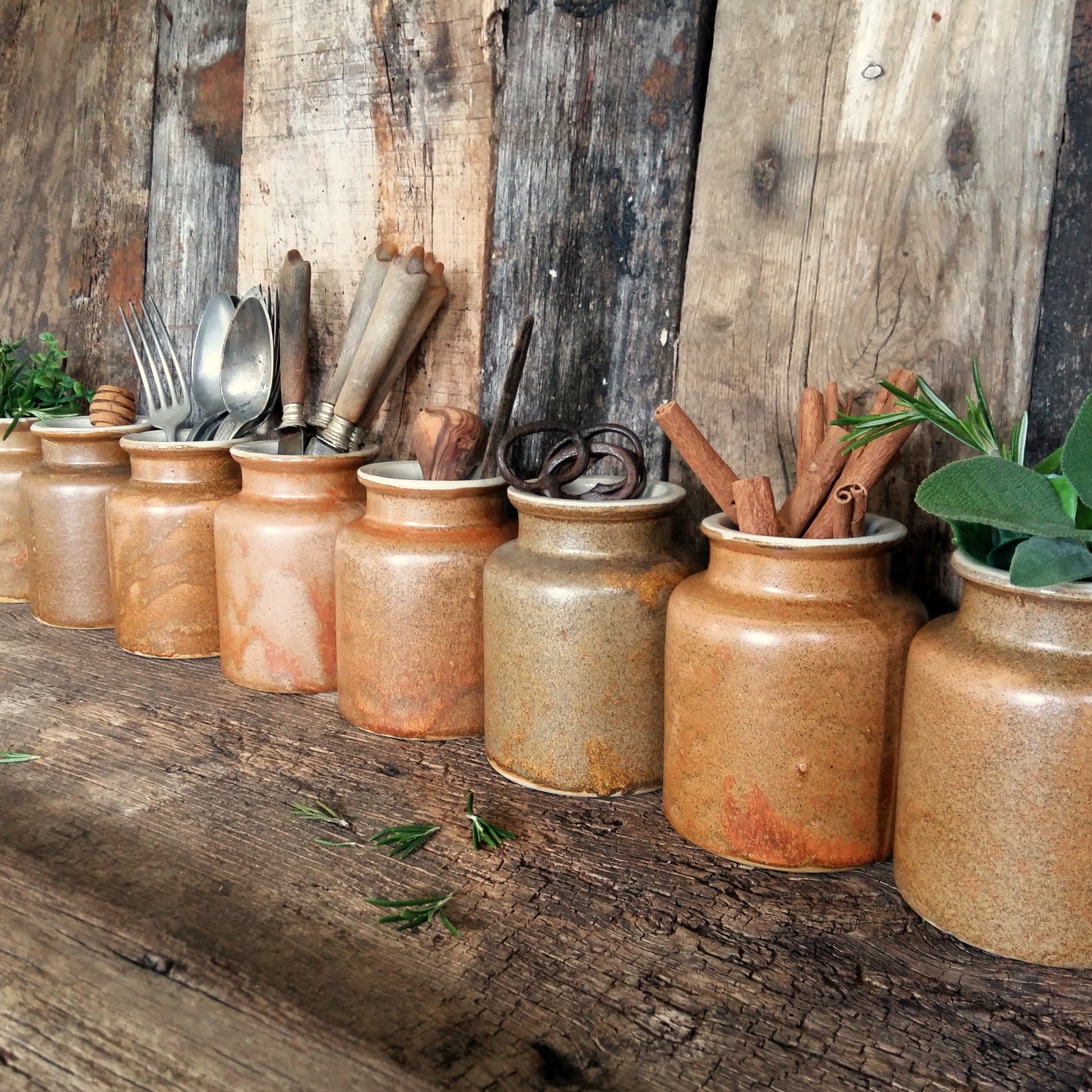 8 Rustic Stoneware Mustard Crocks from Tiggy & Pip - Just €192! Shop now at Tiggy and Pip