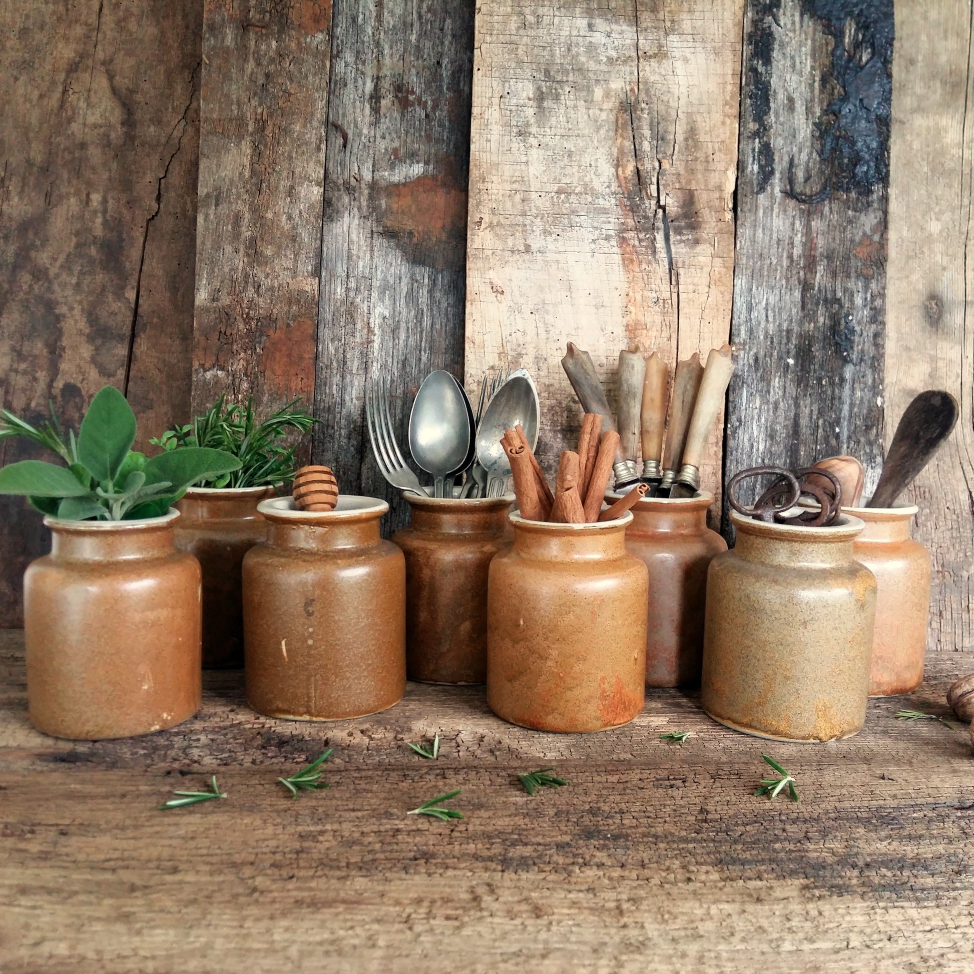 8 Rustic Stoneware Mustard Crocks from Tiggy & Pip - Just €192! Shop now at Tiggy and Pip