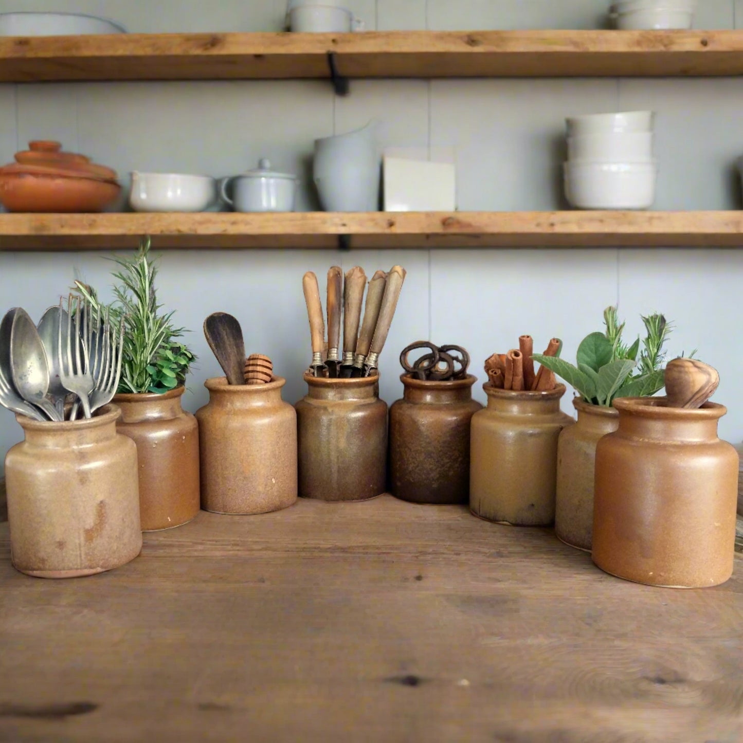 Set of 8 Rustic Stoneware Mustard Pots from Tiggy & Pip - Just €192! Shop now at Tiggy and Pip