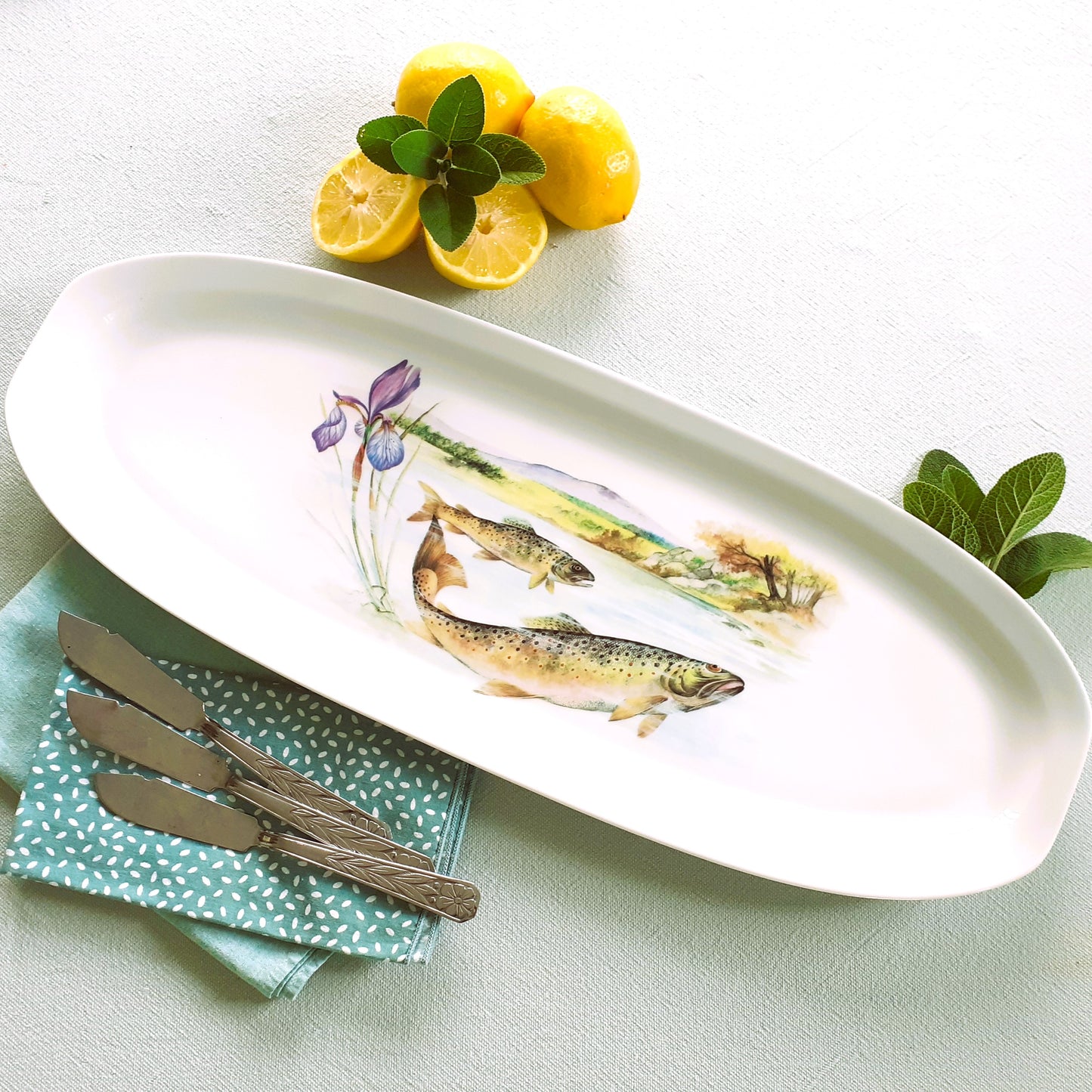 Extra Long Limoges Porcelain Trout Platter. from Tiggy & Pip - Just €175! Shop now at Tiggy and Pip