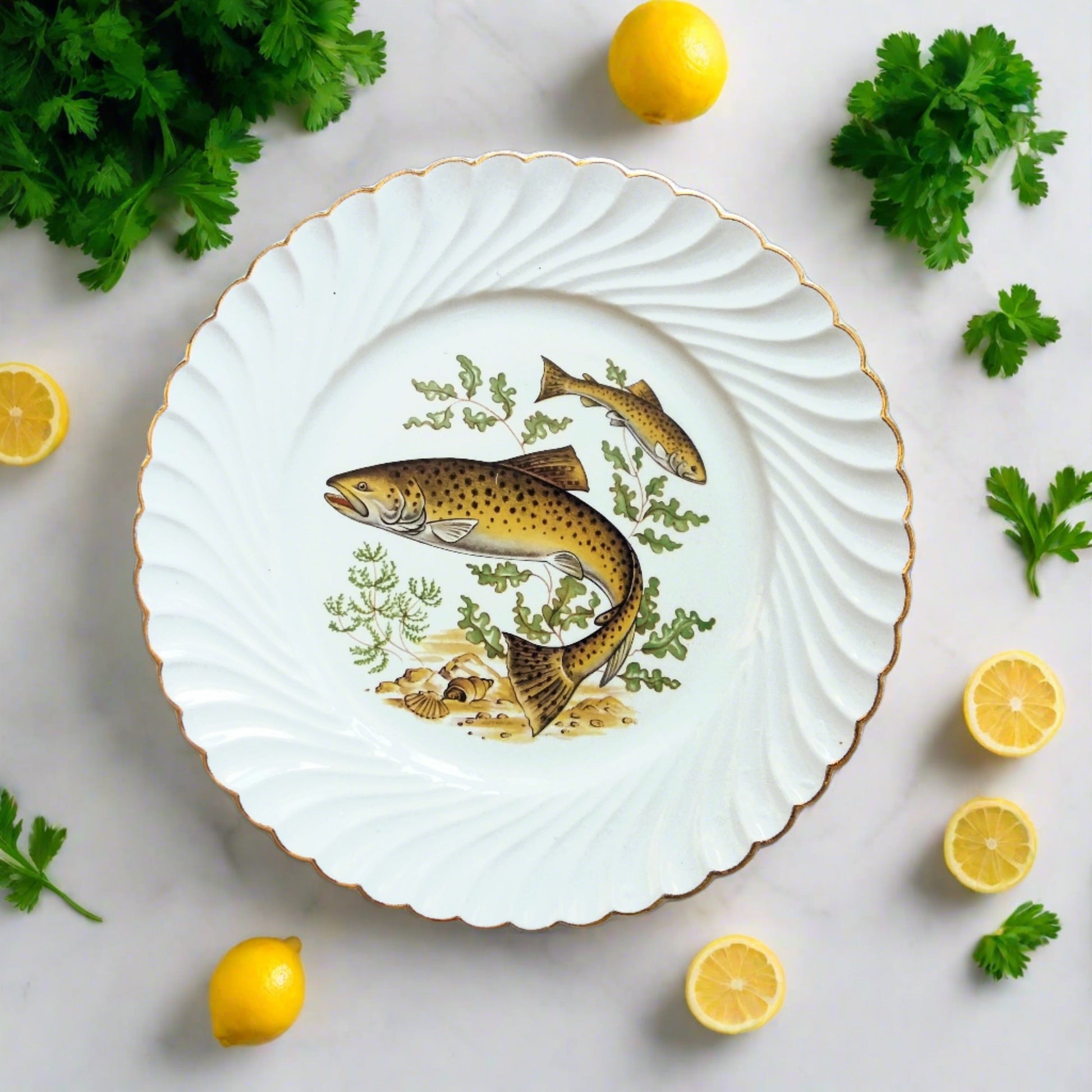 Eight Mix and Match Vintage Fish Plates from Tiggy and Pip - Just €199! Shop now at Tiggy and Pip