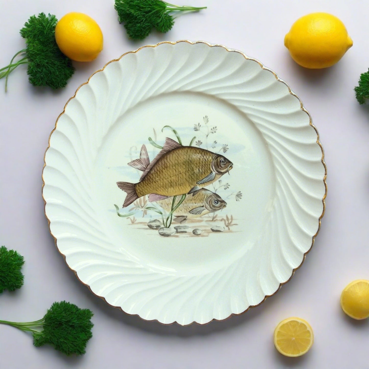 Eight Mix and Match Vintage Fish Plates from Tiggy and Pip - Just €0! Shop now at Tiggy and Pip