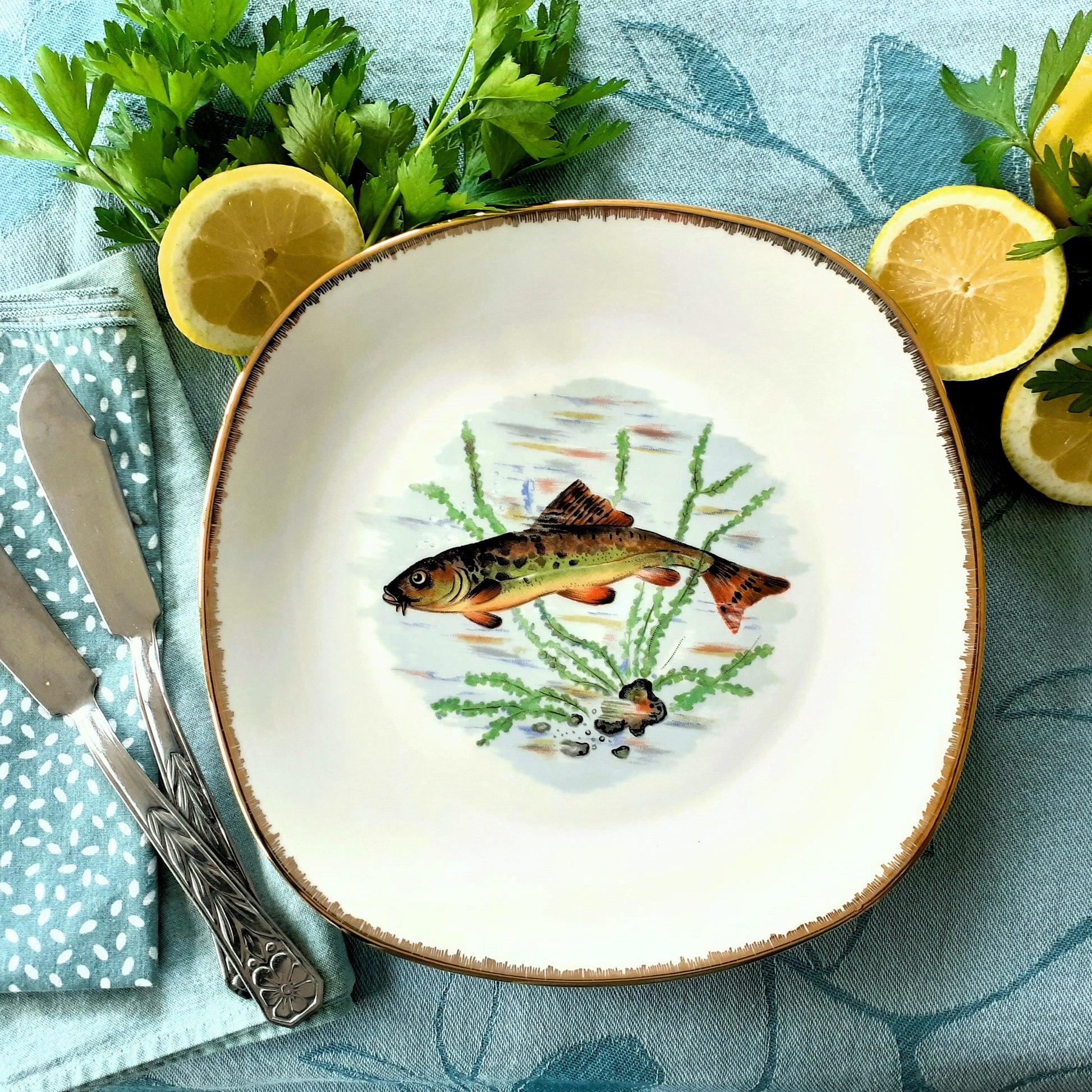 Six French Porcelain Fish Plates from Tiggy & Pip - Just €168! Shop now at Tiggy and Pip