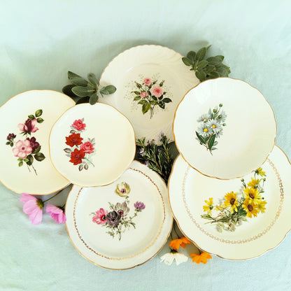 6 Mismatched 1950s Floral Transferware Plates from Tiggy & Pip - Just €156! Shop now at Tiggy and Pip