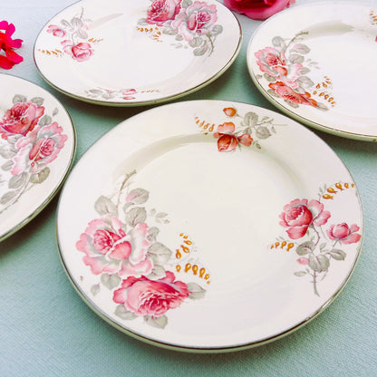 Four Vintage 1950s Floral Tea Plates from Tiggy & Pip - Just €79! Shop now at Tiggy and Pip