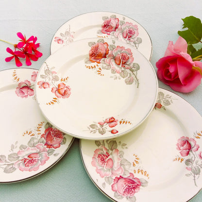 Four Vintage 1950s Floral Tea Plates from Tiggy & Pip - Just €79! Shop now at Tiggy and Pip