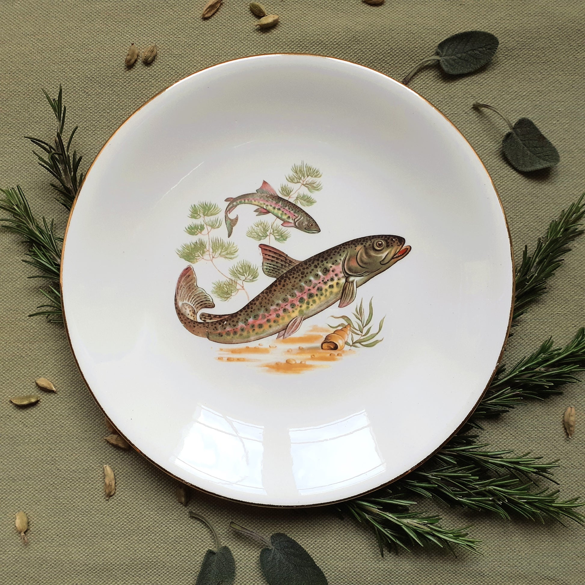 Set of six fish plates by GIEN, France from Tiggy and Pip - Just €168! Shop now at Tiggy and Pip