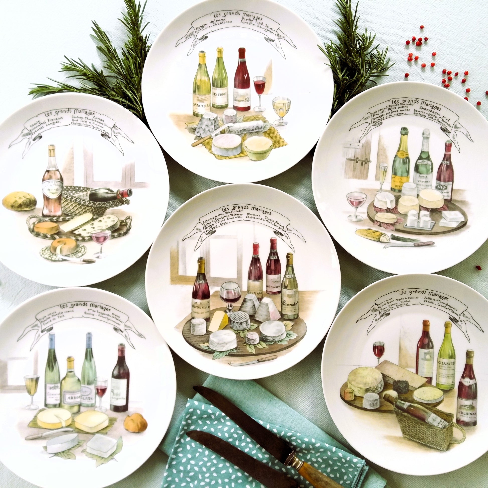 Six French Wine and Cheese Party Plates from Tiggy & Pip - Just €156! Shop now at Tiggy and Pip