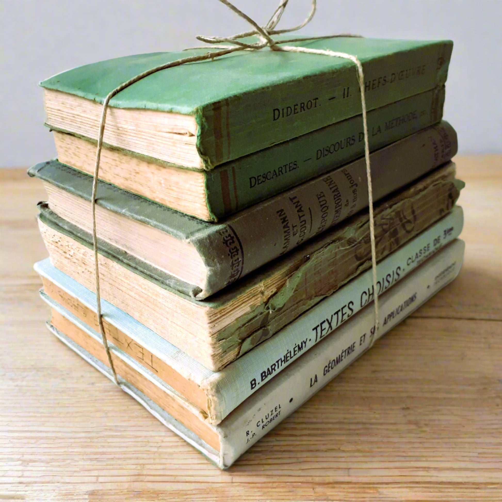 Antique Early 1900's Green Book Stack from Tiggy & Pip - Just €144! Shop now at Tiggy and Pip