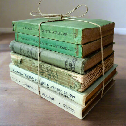 Antique Early 1900's Green Book Stack from Tiggy & Pip - Just €144! Shop now at Tiggy and Pip