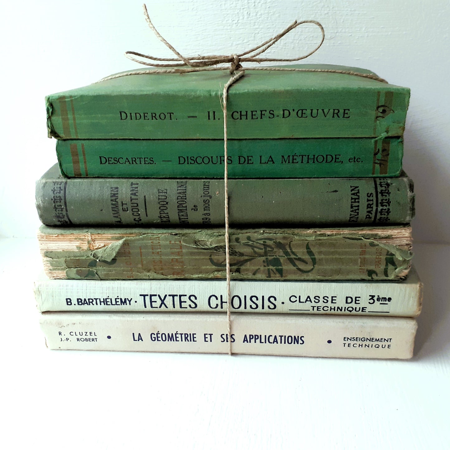 Antique Early 1900's Green Book Stack from Tiggy & Pip - Just €144! Shop now at Tiggy and Pip