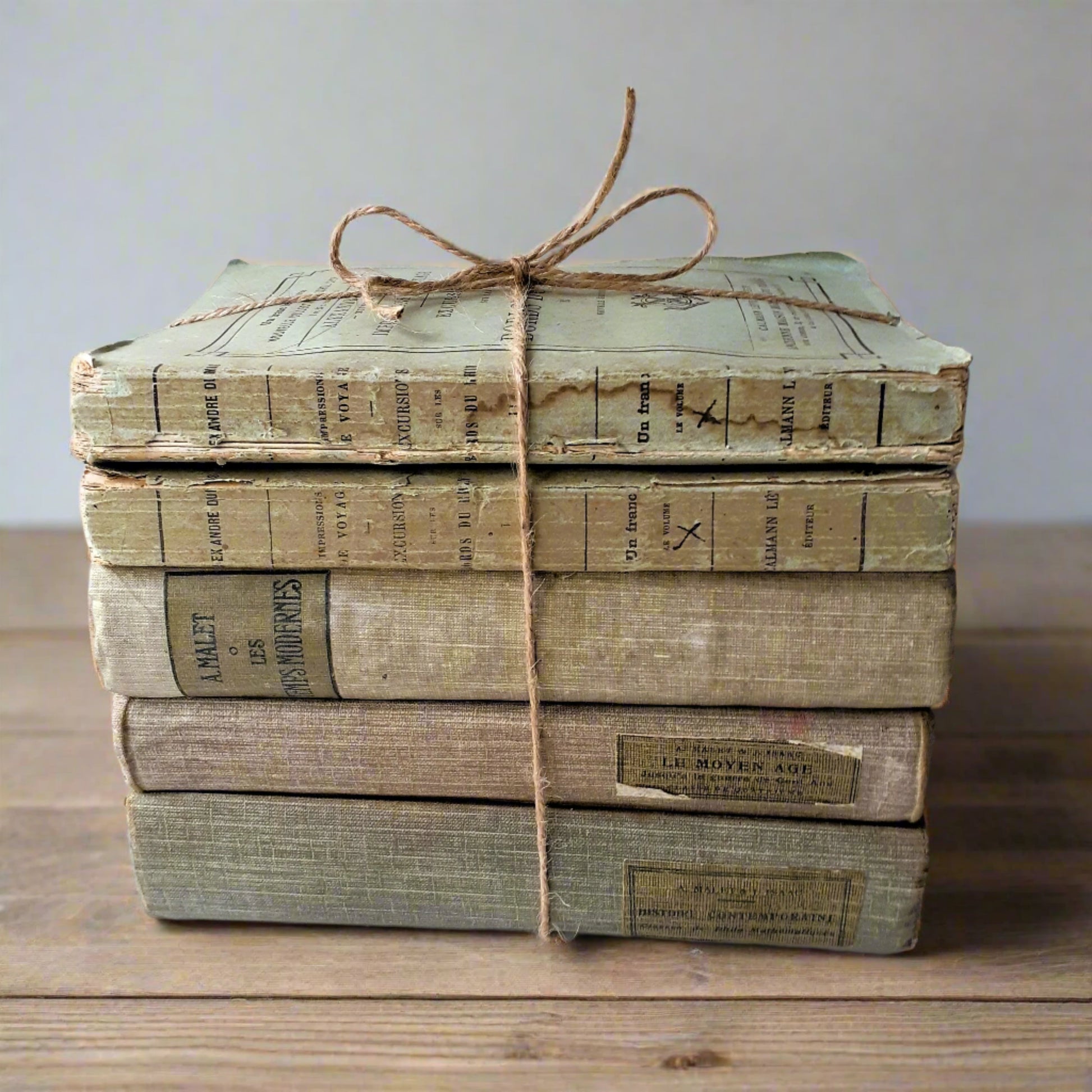 Antique, Duck Egg Blue/Grey French Book Stack from Tiggy & Pip - Just €140! Shop now at Tiggy and Pip