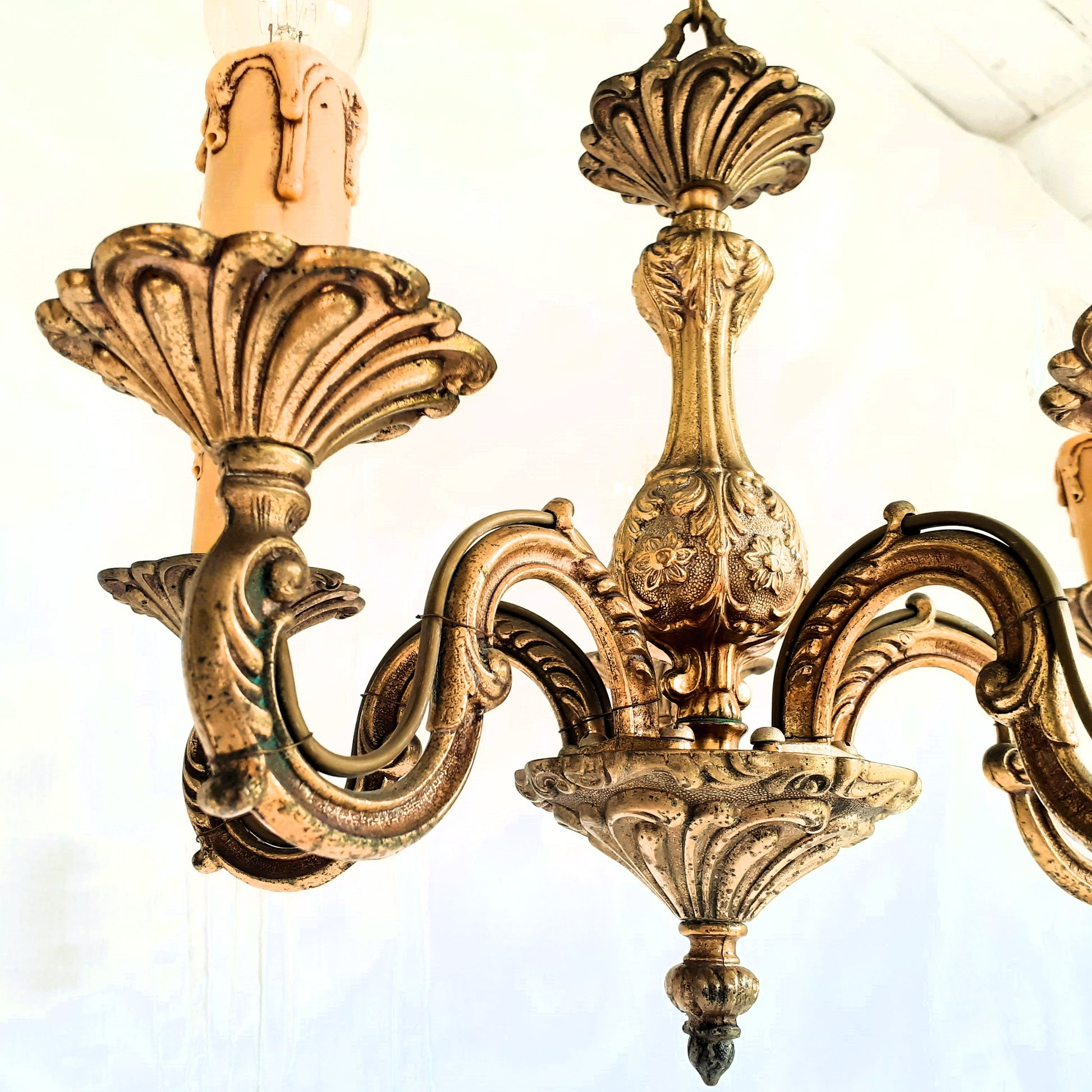 Antique, Heavy, Bronze 5 Arm Chandelier from Tiggy & Pip - Just €320! Shop now at Tiggy and Pip