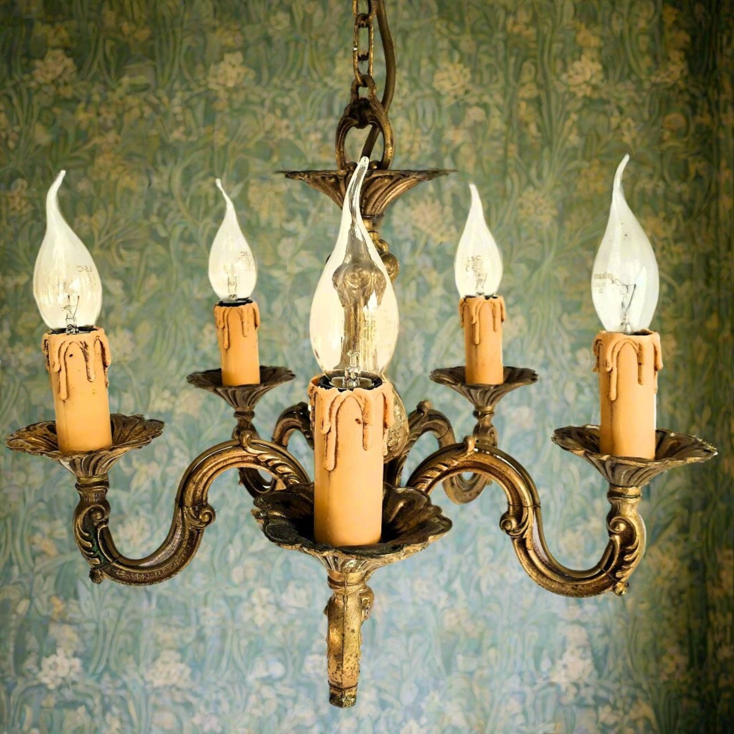 Antique, Heavy, Bronze 5 Arm Chandelier from Tiggy & Pip - Just €320! Shop now at Tiggy and Pip