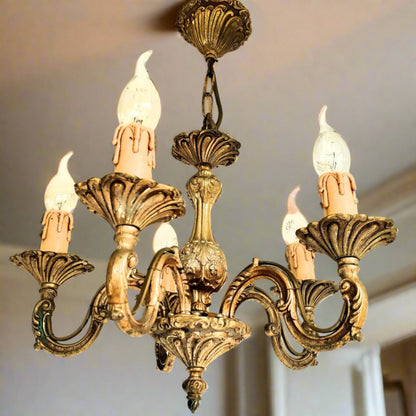 Antique, Heavy, Bronze 5 Arm Chandelier from Tiggy & Pip - Just €320! Shop now at Tiggy and Pip