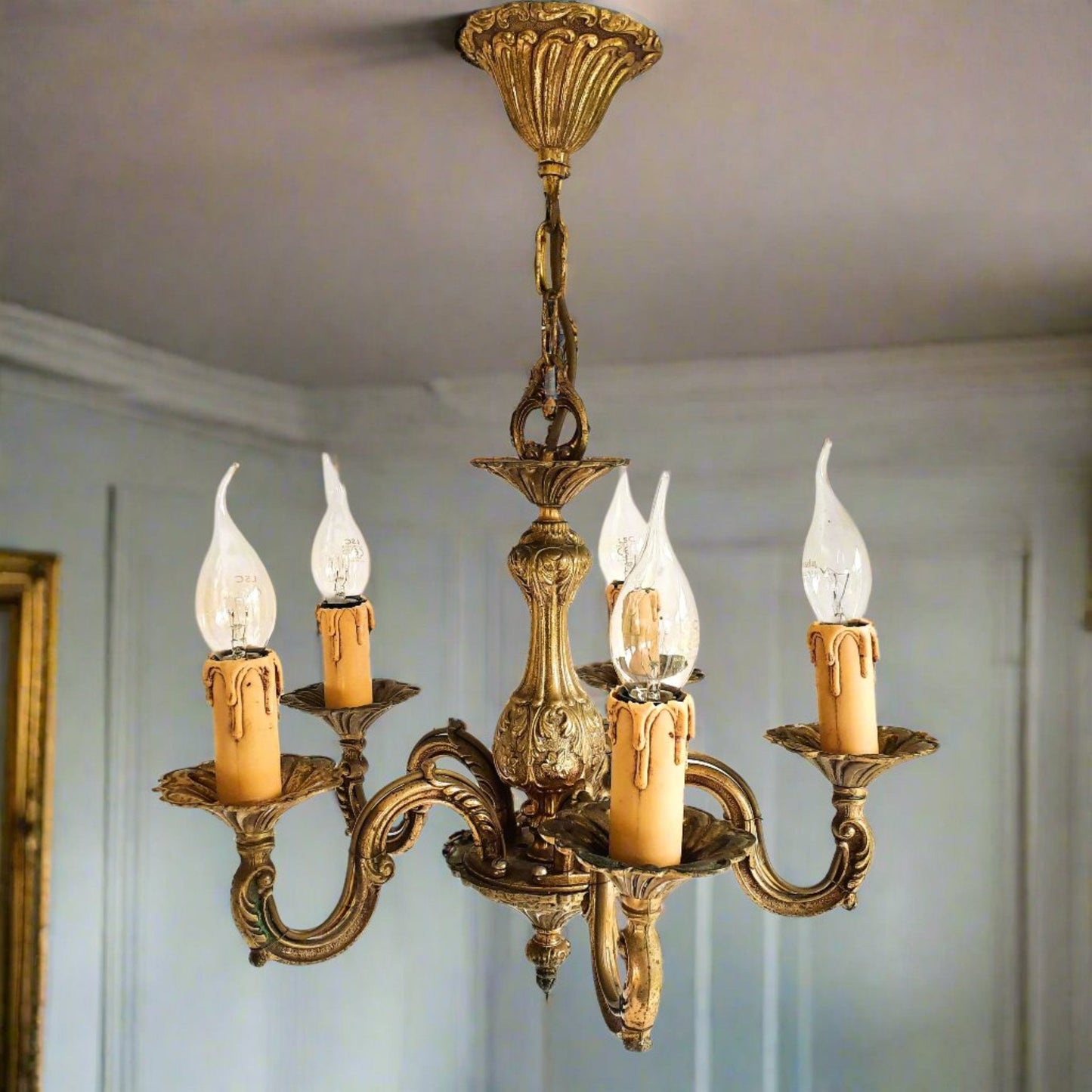 Antique, Heavy, Bronze 5 Arm Chandelier from Tiggy & Pip - Just €320! Shop now at Tiggy and Pip