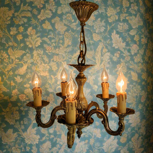 Antique, Heavy, Bronze 5 Arm Chandelier from Tiggy & Pip - Just €320! Shop now at Tiggy and Pip