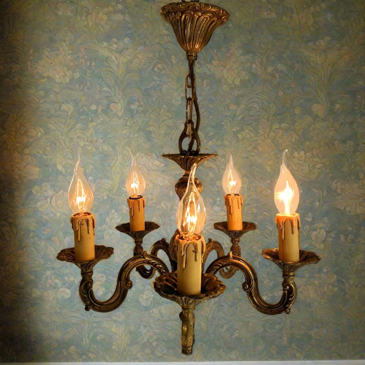 Antique, Heavy, Bronze 5 Arm Chandelier from Tiggy & Pip - Just €320! Shop now at Tiggy and Pip