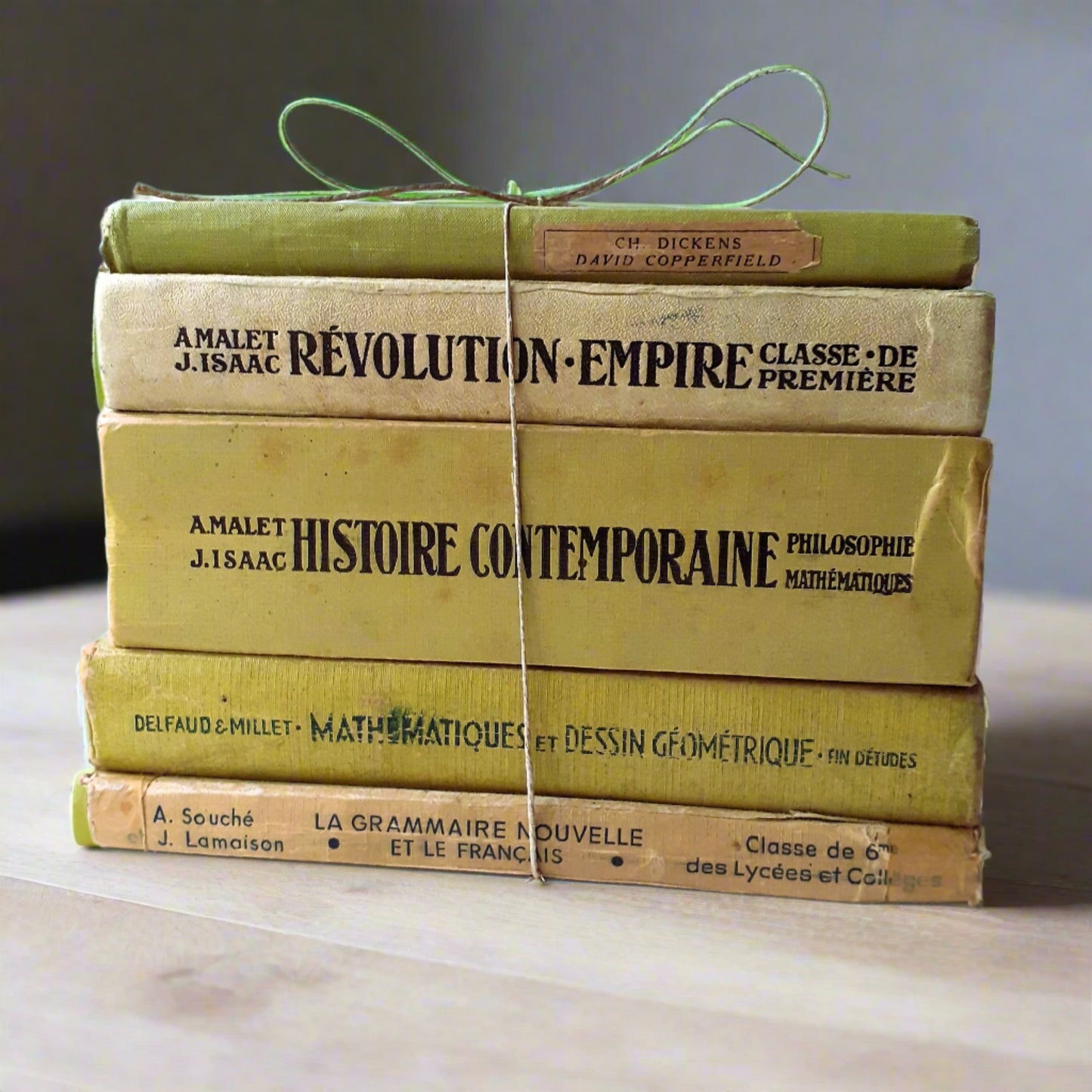 Lime Green Book Stack of French School Books from Tiggy & Pip - Just €120! Shop now at Tiggy and Pip