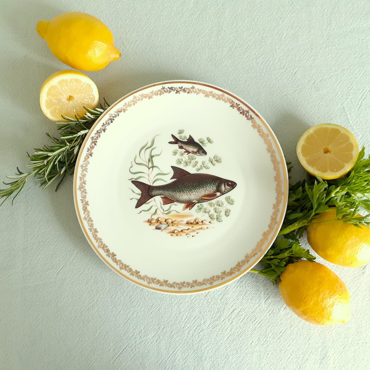 Limoges Dinnerware Set. Six Fish Plates and Platter from Tiggy & Pip - Just €220! Shop now at Tiggy and Pip
