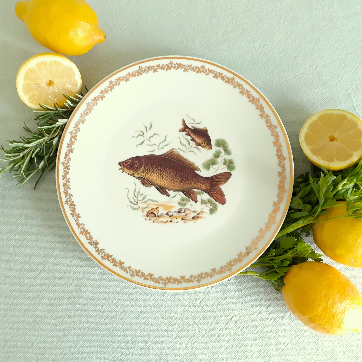 Fish Dinnerware Set. Six Plates and Platter. from Tiggy & Pip - Just €199! Shop now at Tiggy and Pip